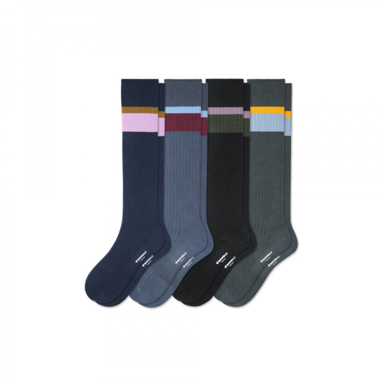 Bombas Men's Ribbed Dress Over the Calf Sock 4-Pack - Click Image to Close