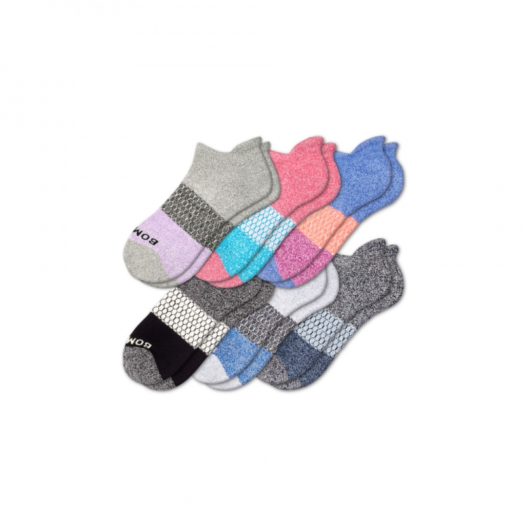 Bombas Women's Tri-Block Marl Ankle Sock 6-Pack - Click Image to Close