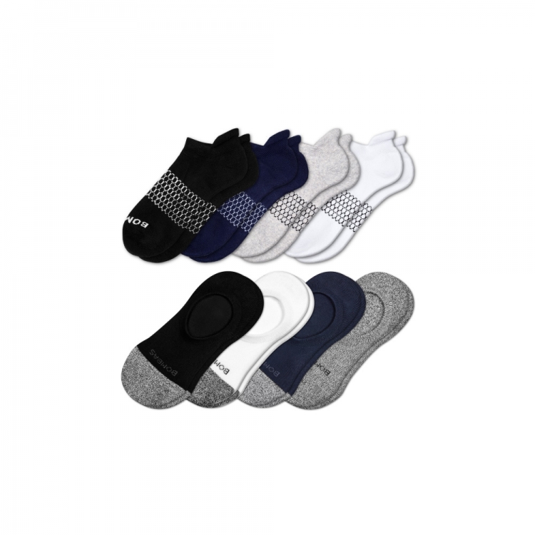 Bombas Men's Ankle & Cushioned No Show Sock 8-Pack - Click Image to Close