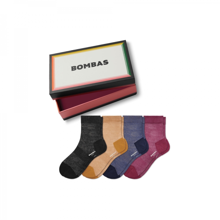 Bombas Women??s Sheer Sparkle Quarter 4-Pack Gift Box - Click Image to Close