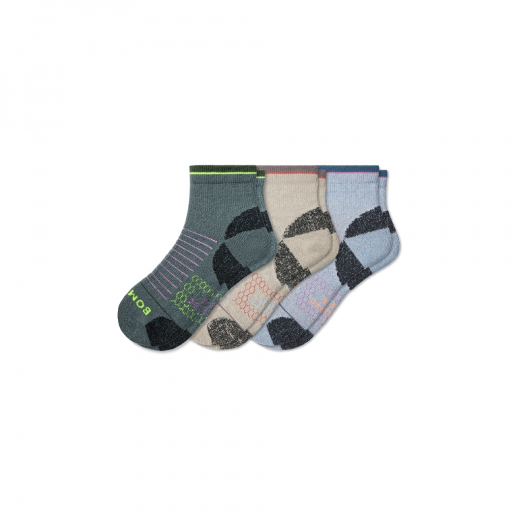 Bombas Men's Merino Wool Blend Hiking Quarter Sock 3-Pack - Click Image to Close