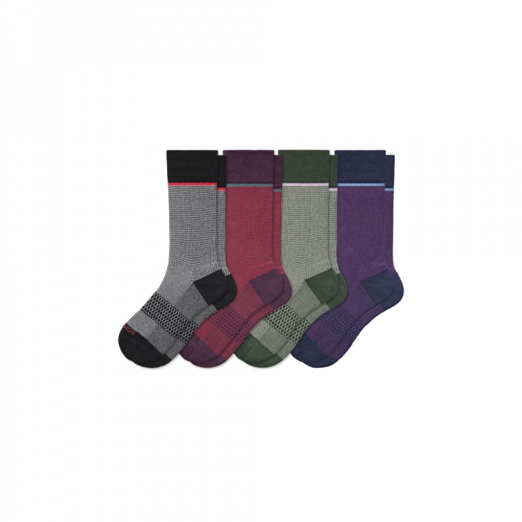 Bombas Men??s Winter Grid-Knit Dress Calf Sock 4-Pack - Click Image to Close