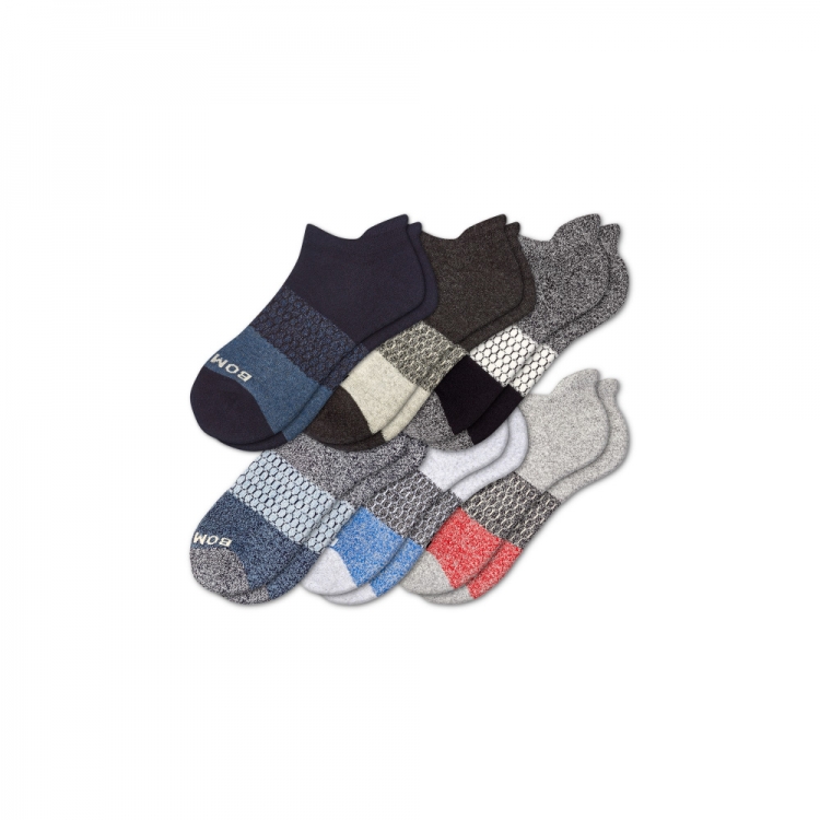 Bombas Men's Tri-Block Marl Ankle Sock 6-Pack - Click Image to Close