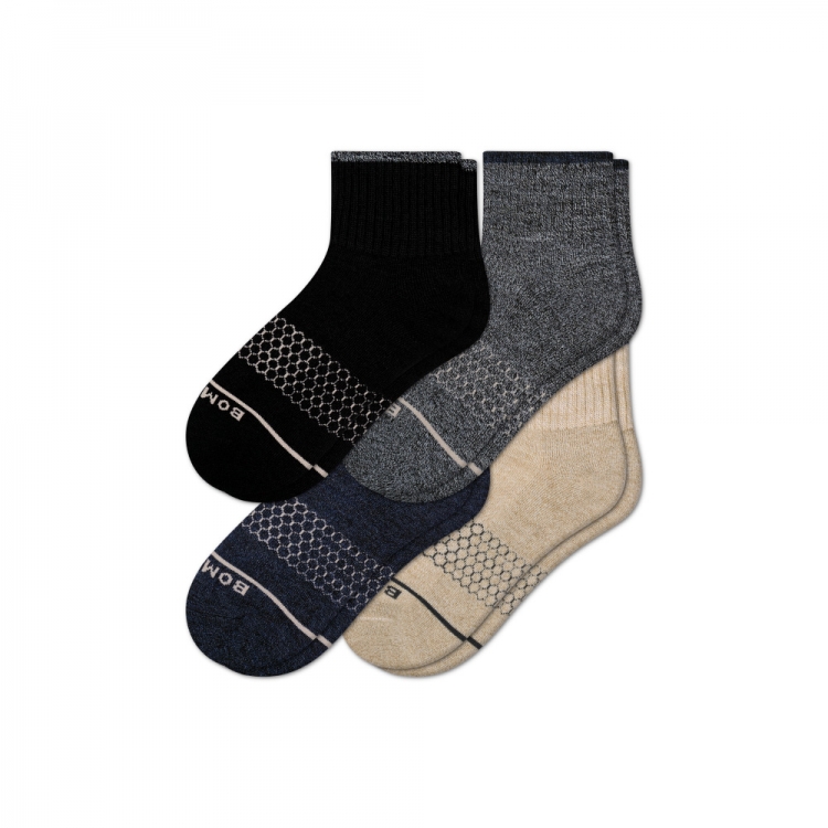 Bombas Men's Merino Wool Blend Quarter Sock 4-Pack - Click Image to Close