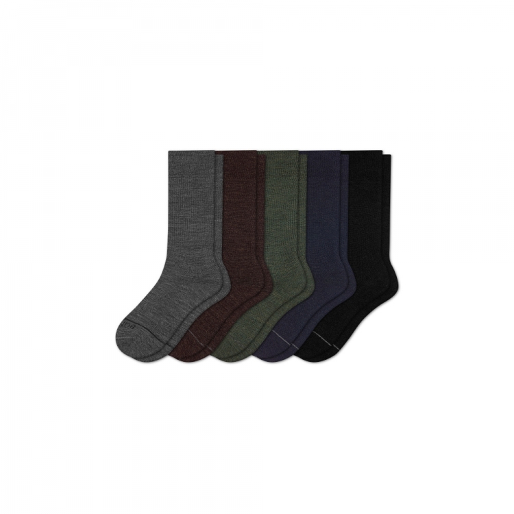 Bombas Men's Merino Wool Blend Dress Over the Calf Sock 5-Pack - Click Image to Close