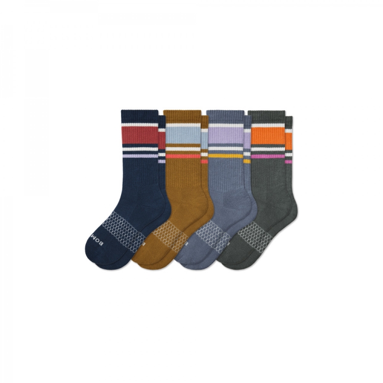 Bombas Men's Stripes Calf Sock 4-Pack - Click Image to Close