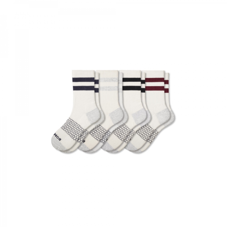 Bombas Women's Vintage Stripes Half Calf Socks 4-Pack - Click Image to Close