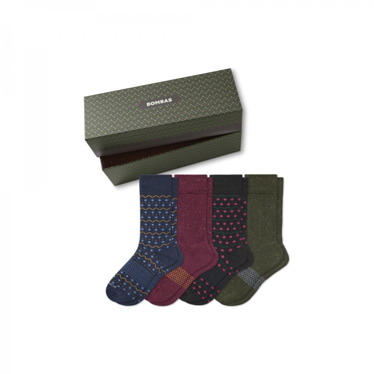 Bombas Men's Dress Calf Sock 4-Pack Gift Box - Click Image to Close